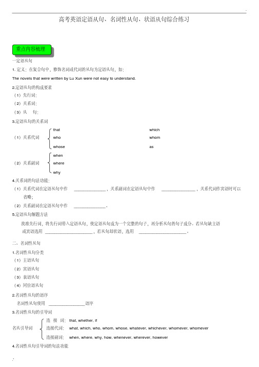 高中英语三大从句总结+练习