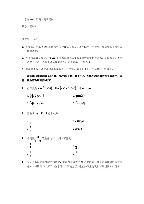 广东省2020届高三调研考试I理科数学