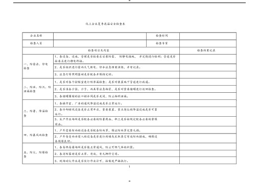 夏季高温安全检查表