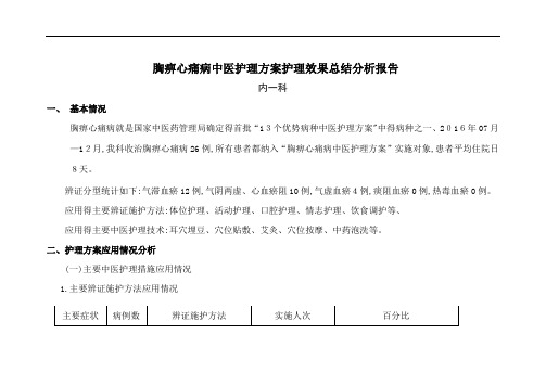 胸痹心痛病中医护理方案实施总结分析