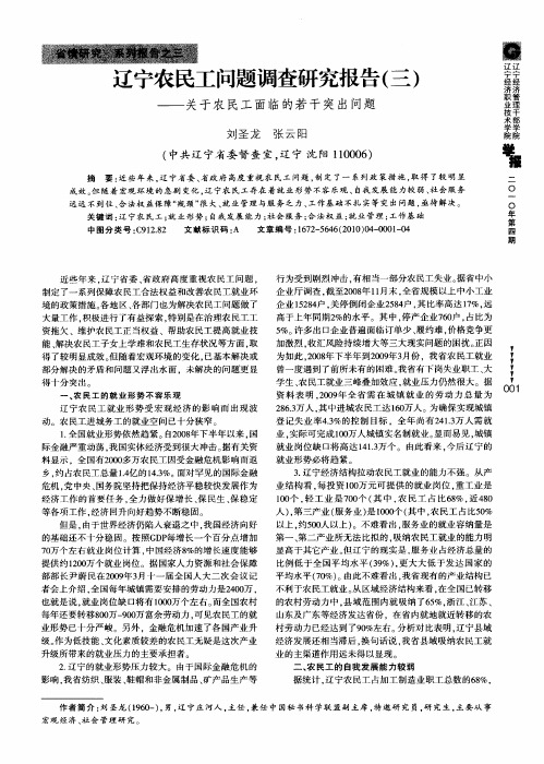 辽宁农民工问题调查研究报告(三)——关于农民工面临的若干突出问题