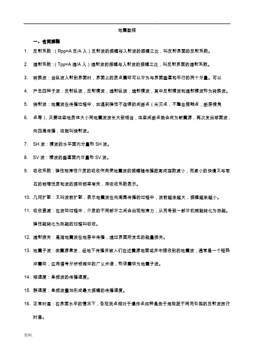 桂林理工大学地震勘探考试要点