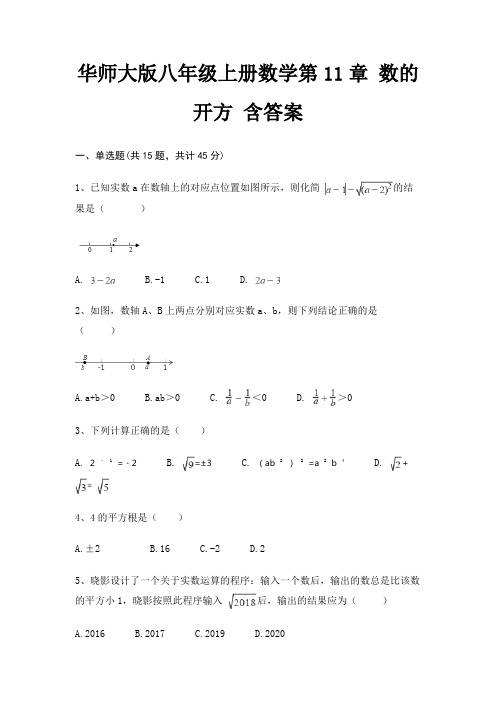 华师大版八年级上册数学第11章 数的开方 含答案