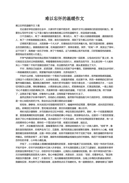 难以忘怀的温暖作文3篇