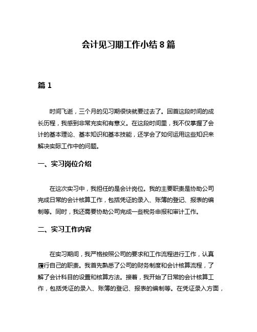 会计见习期工作小结8篇