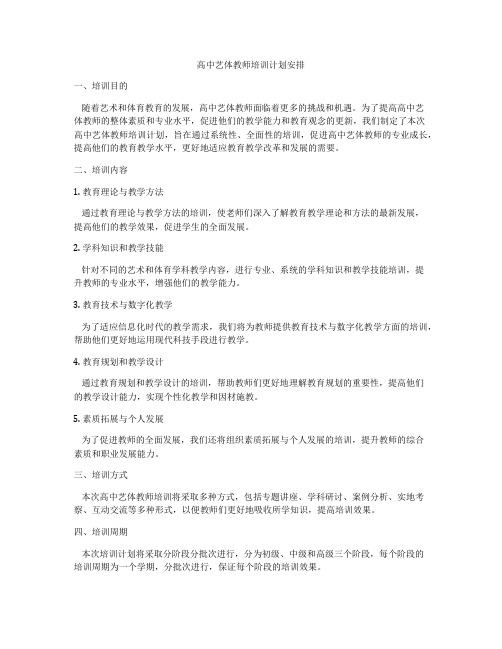 高中艺体教师培训计划安排