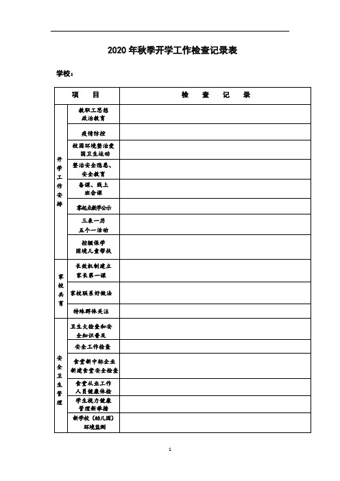 春(秋)季开学工作检查记录表