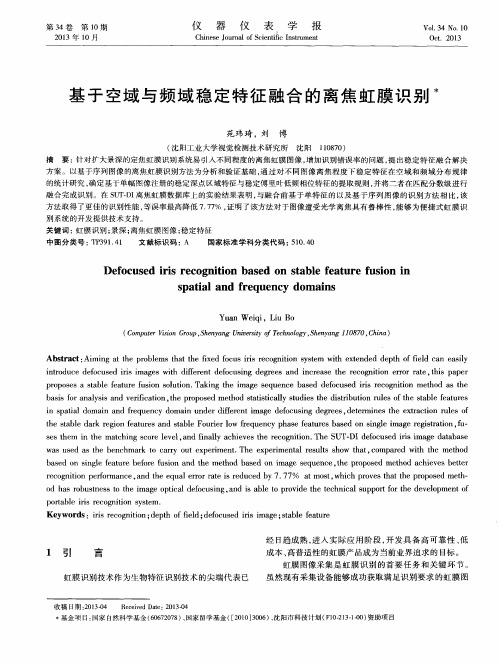 基于空域与频域稳定特征融合的离焦虹膜识别