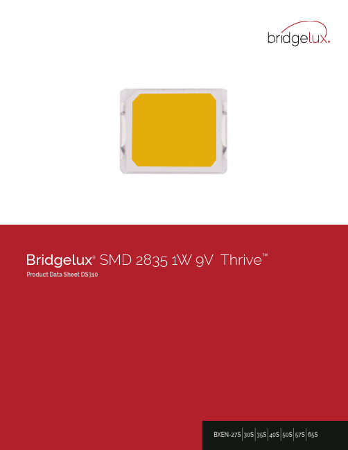 Bridgelux 2835 1W 9V Thrive 产品数据表 DS310说明书