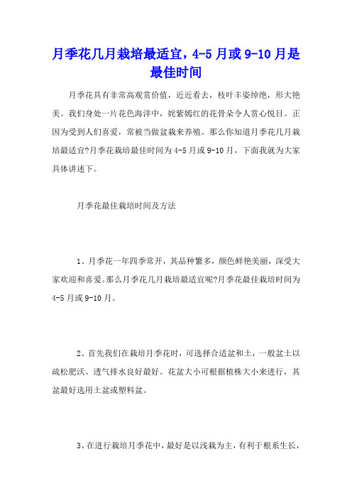 月季花几月栽培最适宜,4-5月或9-10月是最佳时间