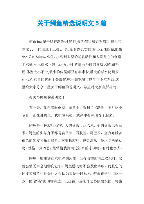 关于鳄鱼精选说明文5篇