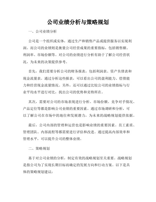 公司业绩分析与策略规划