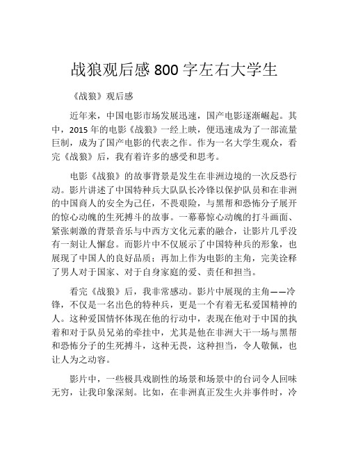 战狼观后感800字左右大学生