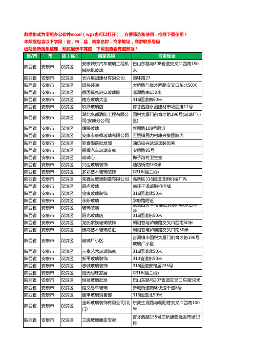 新版陕西省安康市汉滨区玻璃工商企业公司名录名单大全51家