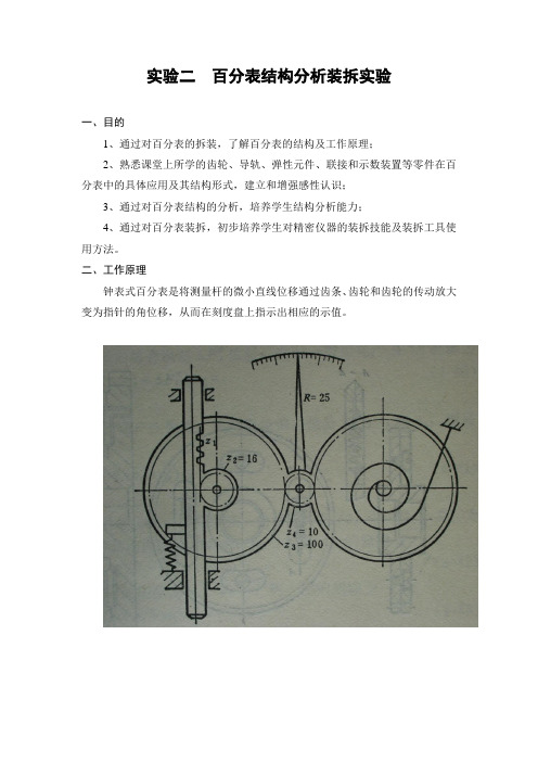 百分表结构分析装拆实验