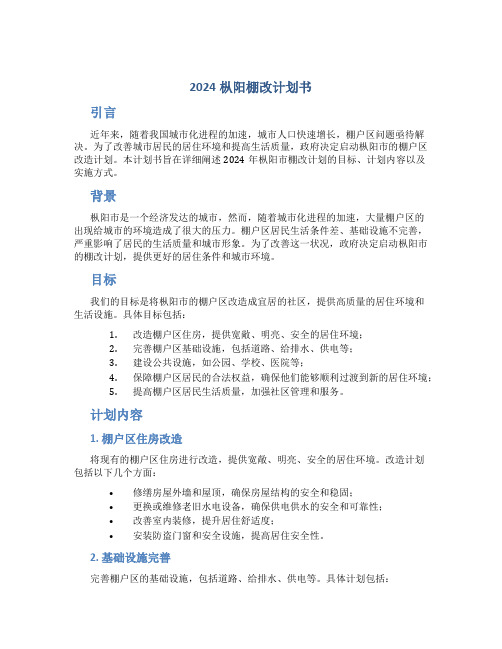 2024枞阳棚改计划书