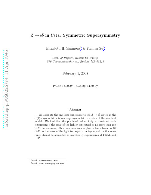 $Zto bbar b$ in $U(1)_R$ Symmetric Supersymmetry