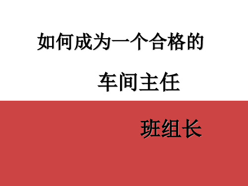 车间主任,班组长培训