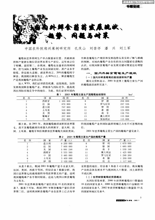 国内外鲜食葡萄发展现状、趋势、问题与对策