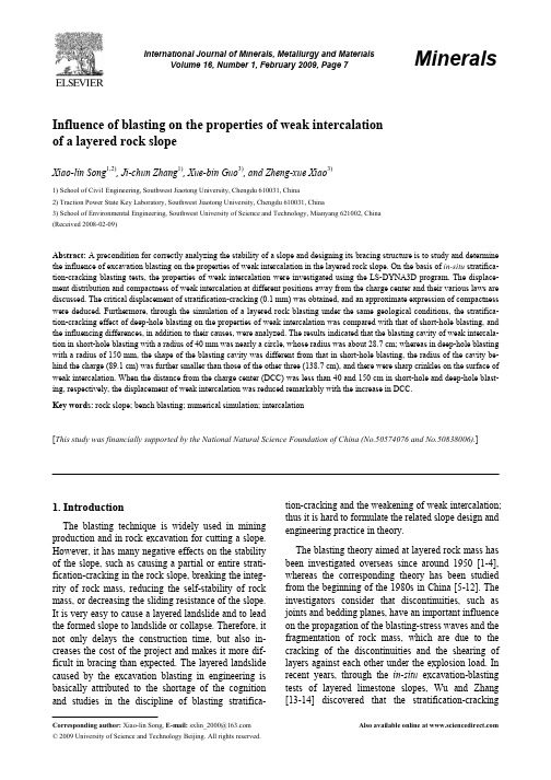 Influence of blasting on the properties of weak intercalation