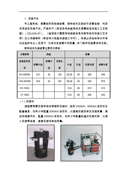 耐张线夹及接续管主要技术参数