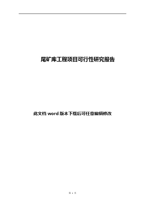 尾矿库工程项目可行性研究报告