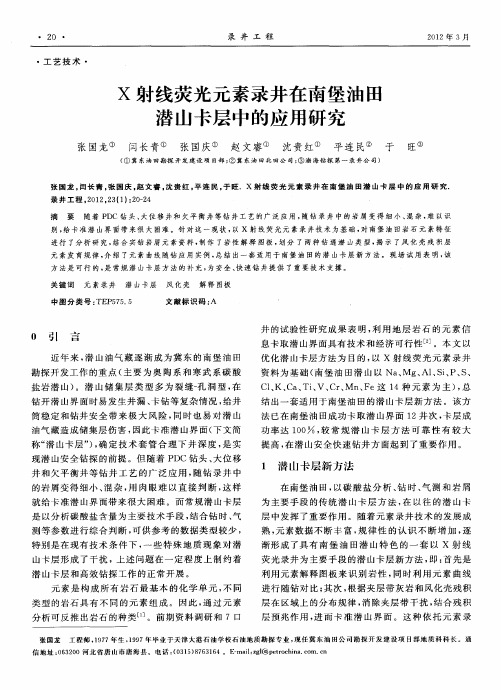 X射线荧光元素录井在南堡油田潜山卡层中的应用研究