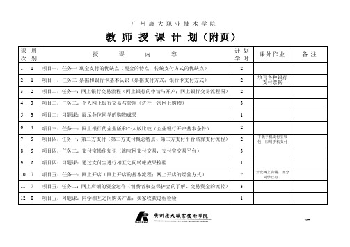 网上支付与安全授课计划附页