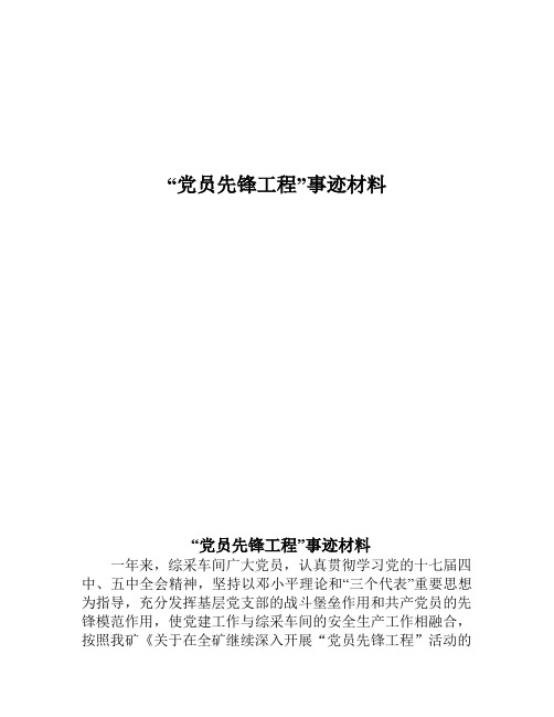 党员先锋工程事迹材料、总结