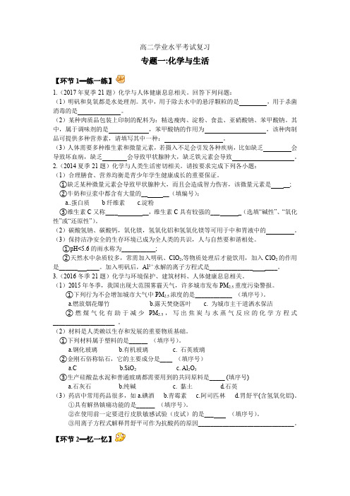 高中化学学业水平考试复习学案