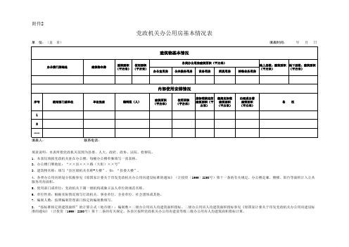 党政机关办公用房基本情况表