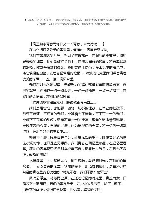 高三励志青春无悔作文三篇