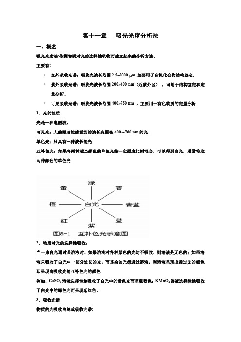 福建 专升本 无机与分析化学 第十一章、吸光光度分析法