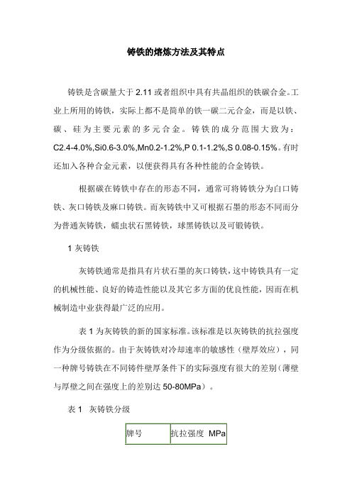 铸铁的熔炼方法及其特点