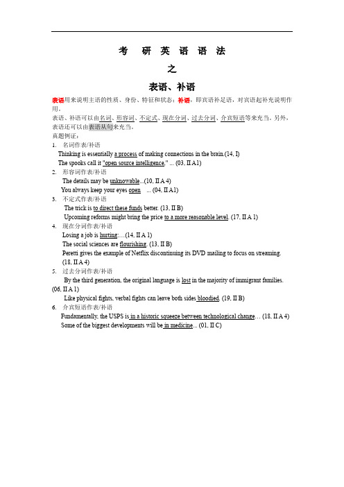 考研英语语法之表语、补语