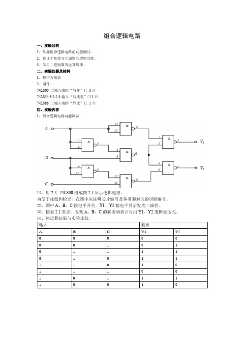 数电实验__组合逻辑电路