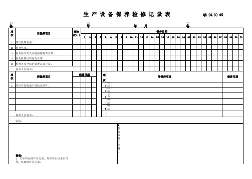 生产设备保养检修记录表