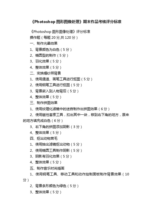 《Photoshop图形图像处理》期末作品考核评分标准