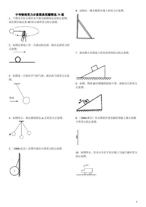 中考物理受力示意图典型题精选30道(有答案)