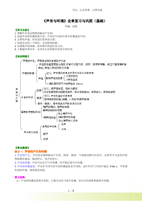 《声音与环境》全章复习与巩固(基础)知识讲解[001]