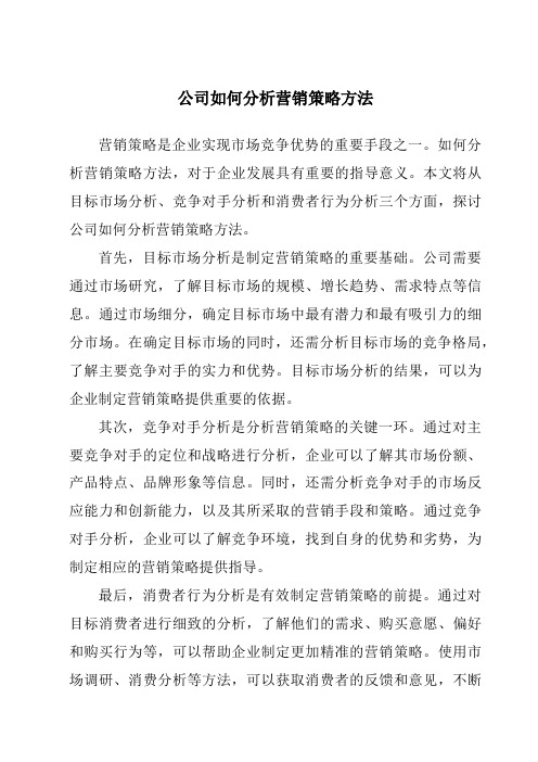 公司如何分析营销策略方法