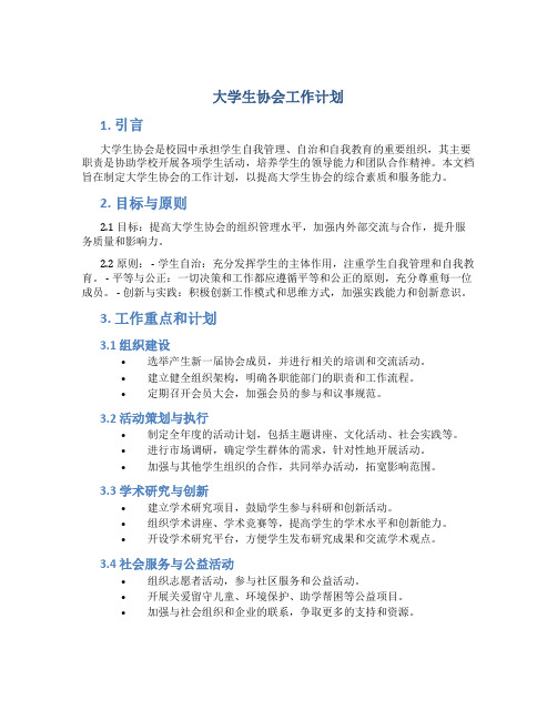 大学生协会工作计划