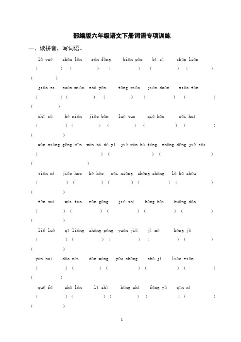 部编版六年级语文下册词语专项训练(含参考答案)