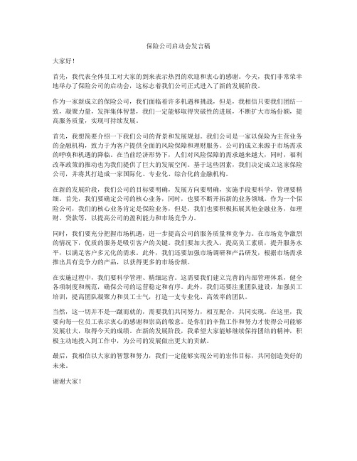 保险公司启动会发言稿