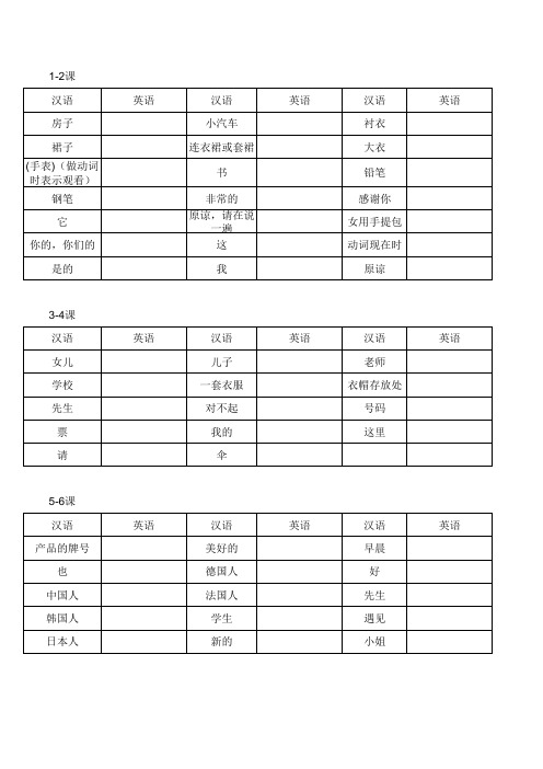 新概念英语单词表默写