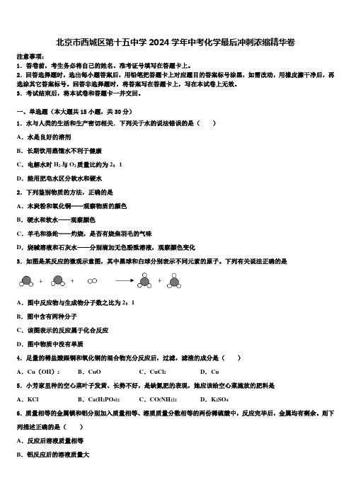 北京市西城区第十五中学2024届中考化学最后冲刺浓缩精华卷含解析