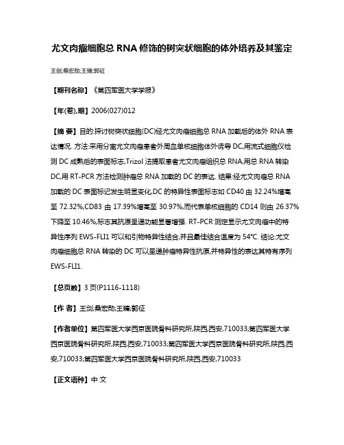 尤文肉瘤细胞总RNA修饰的树突状细胞的体外培养及其鉴定