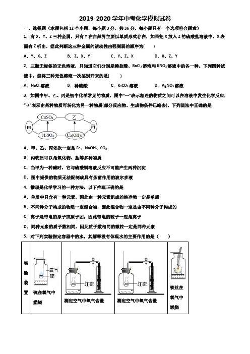 辽宁省大连市2019-2020学年中考化学质量跟踪监视双份试题