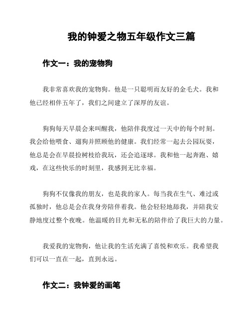 我的钟爱之物五年级作文三篇