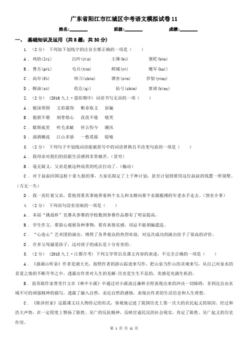 广东省阳江市江城区中考语文模拟试卷11